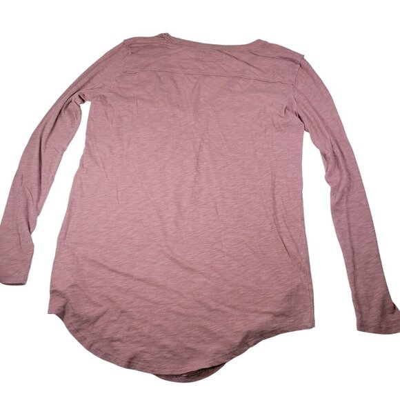 We The Free Women Cotton Blend Pink Long Sleeve V-Neck Pocket Tee Size Medium - Picture 9 of 9